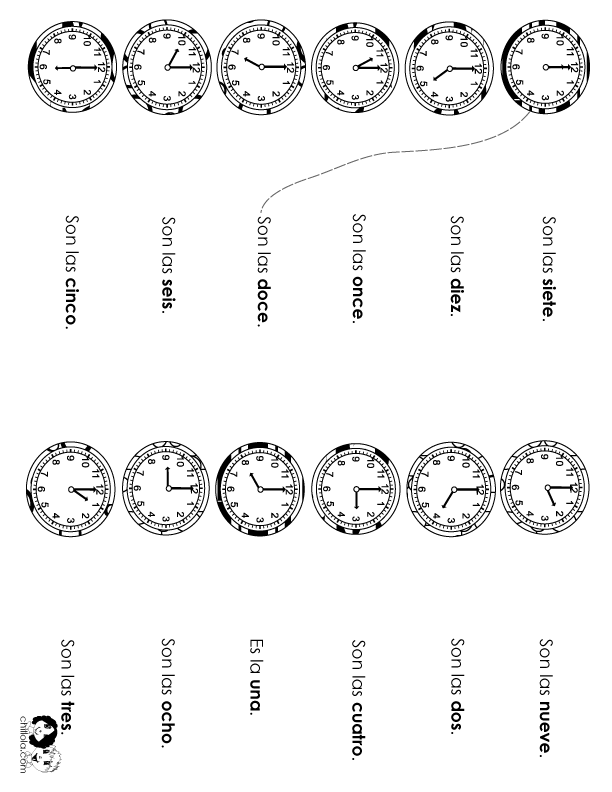 time worksheets spanish